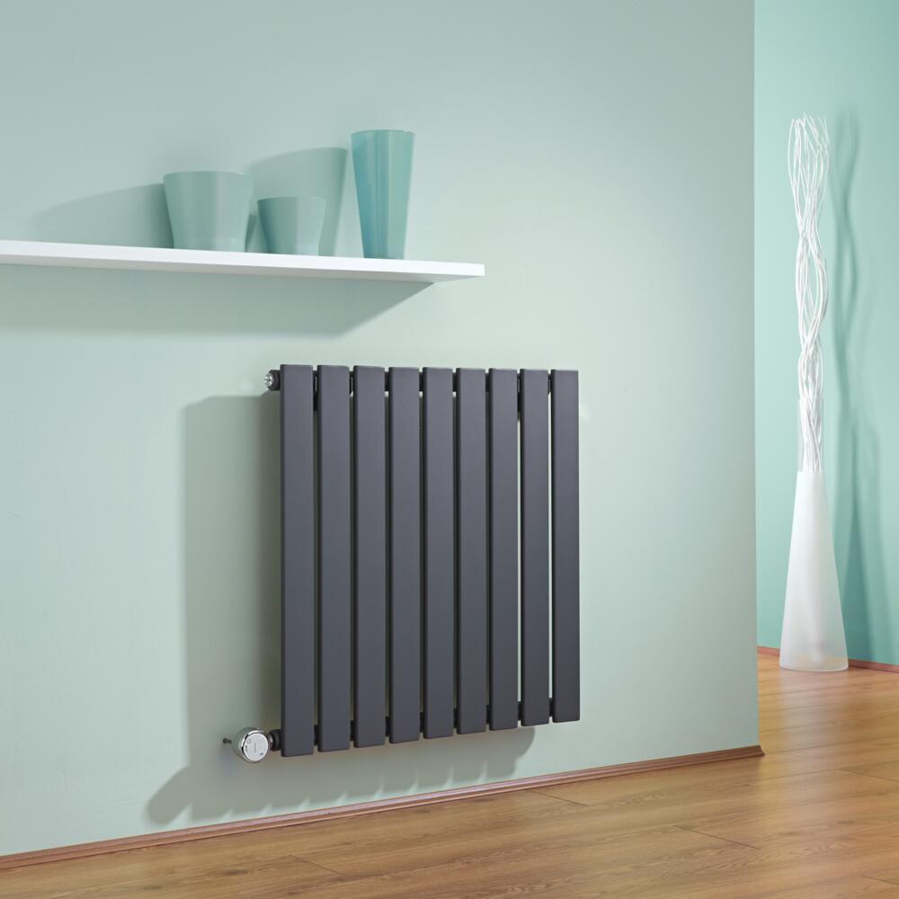 Design Heizkörper Elektrisch Horizontal Einlagig Anthrazit 635mm x 630mm inkl. ein 600W Heizelement - Delta