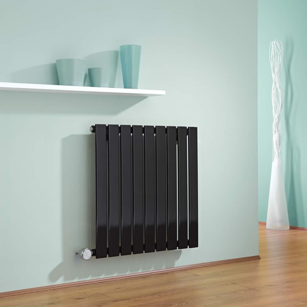 Design Heizkörper Elektrisch Horizontal Einlagig Schwarz 635mm x 630mm inkl. ein 600W Heizelement - Delta