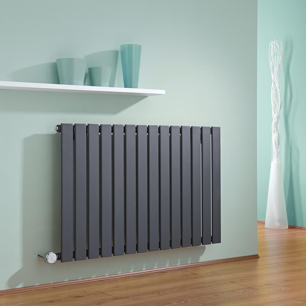 Design Heizkörper Elektrisch Horizontal Einlagig Anthrazit 635mm x 980mm inkl. ein 600W Heizelement - Delta