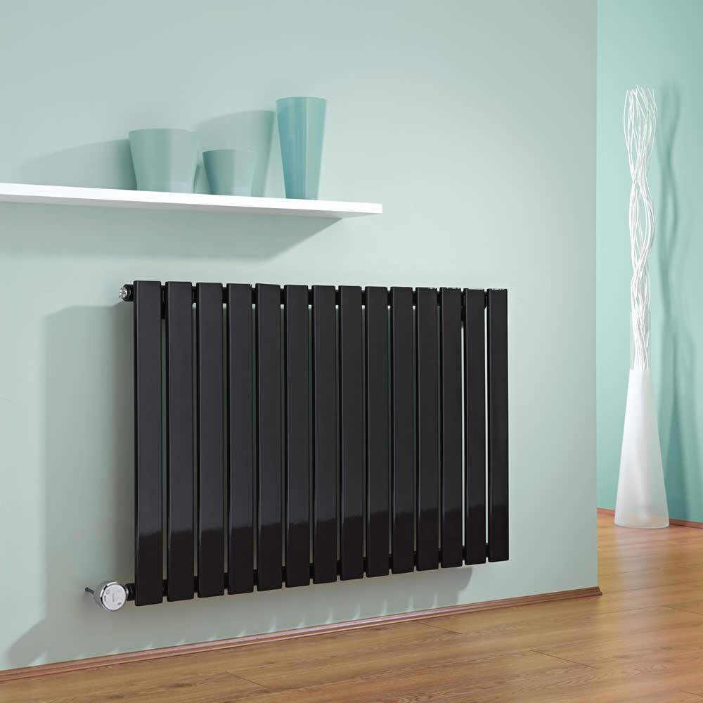 Design Heizkörper Elektrisch Horizontal Einlagig Schwarz 635mm x 980mm inkl. ein 600W Heizelement - Delta