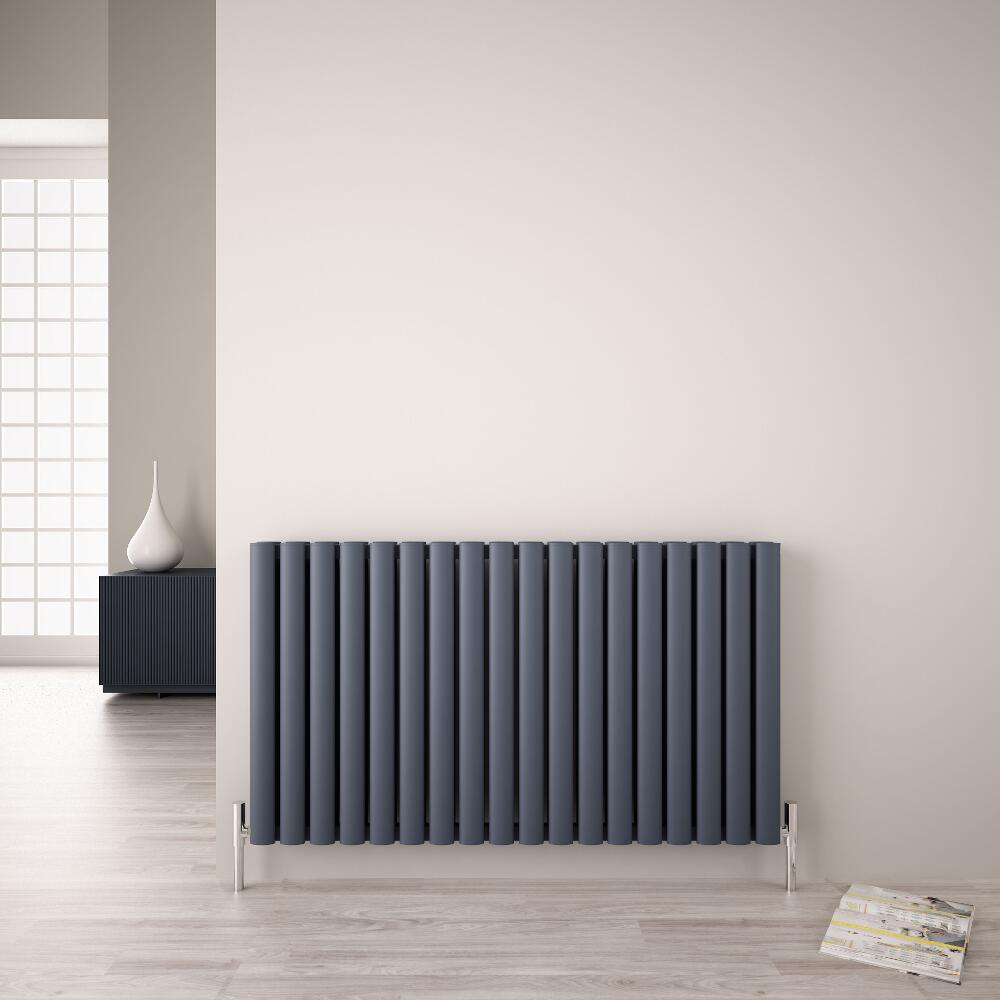 Design Heizkörper Aluminium Doppellagig Horizontal Anthrazit 600mm x 1070mm 2067W - Revive Air