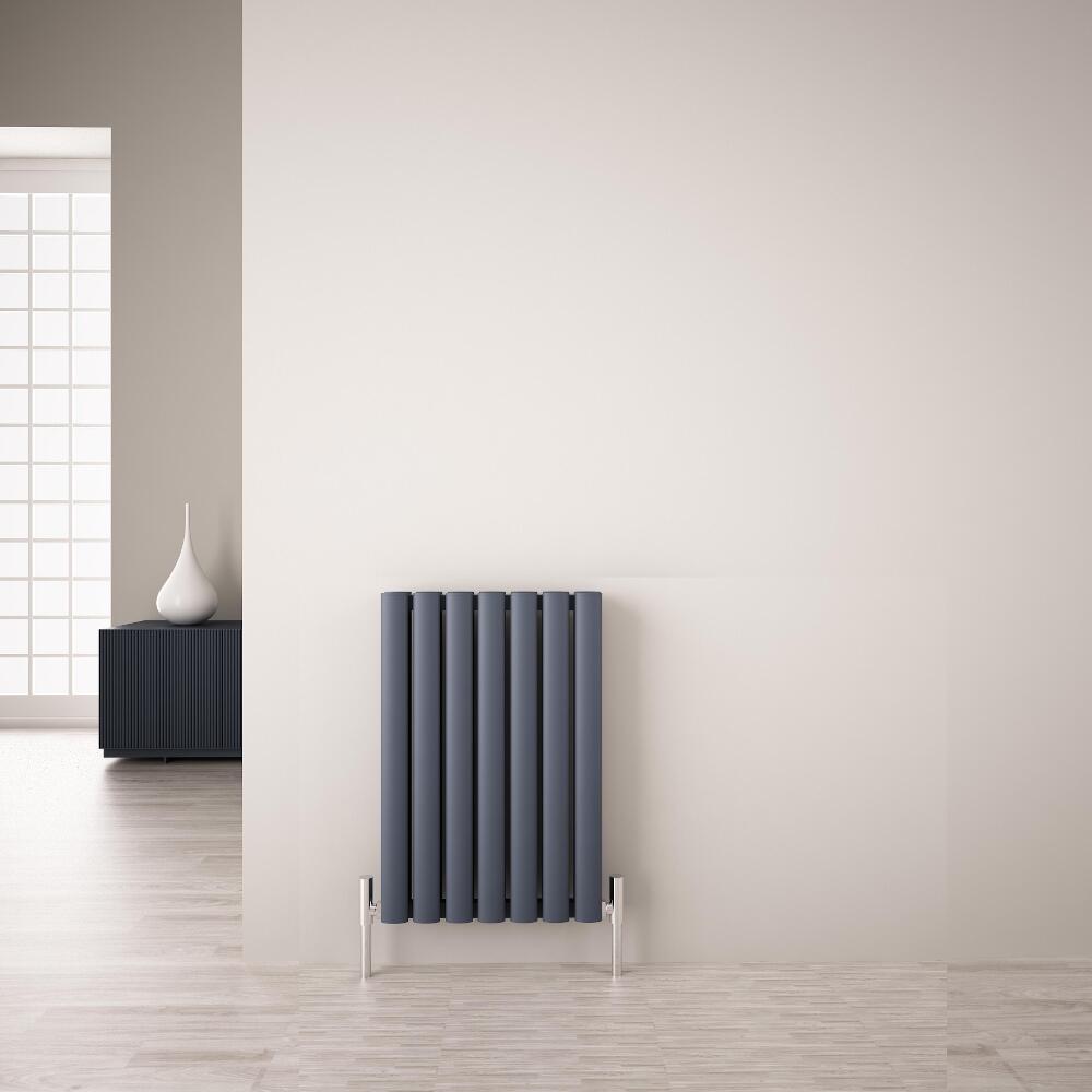 Design Heizkörper Aluminium Doppellagig Horizontal Anthrazit 600mm x 410mm 804W - Revive Air