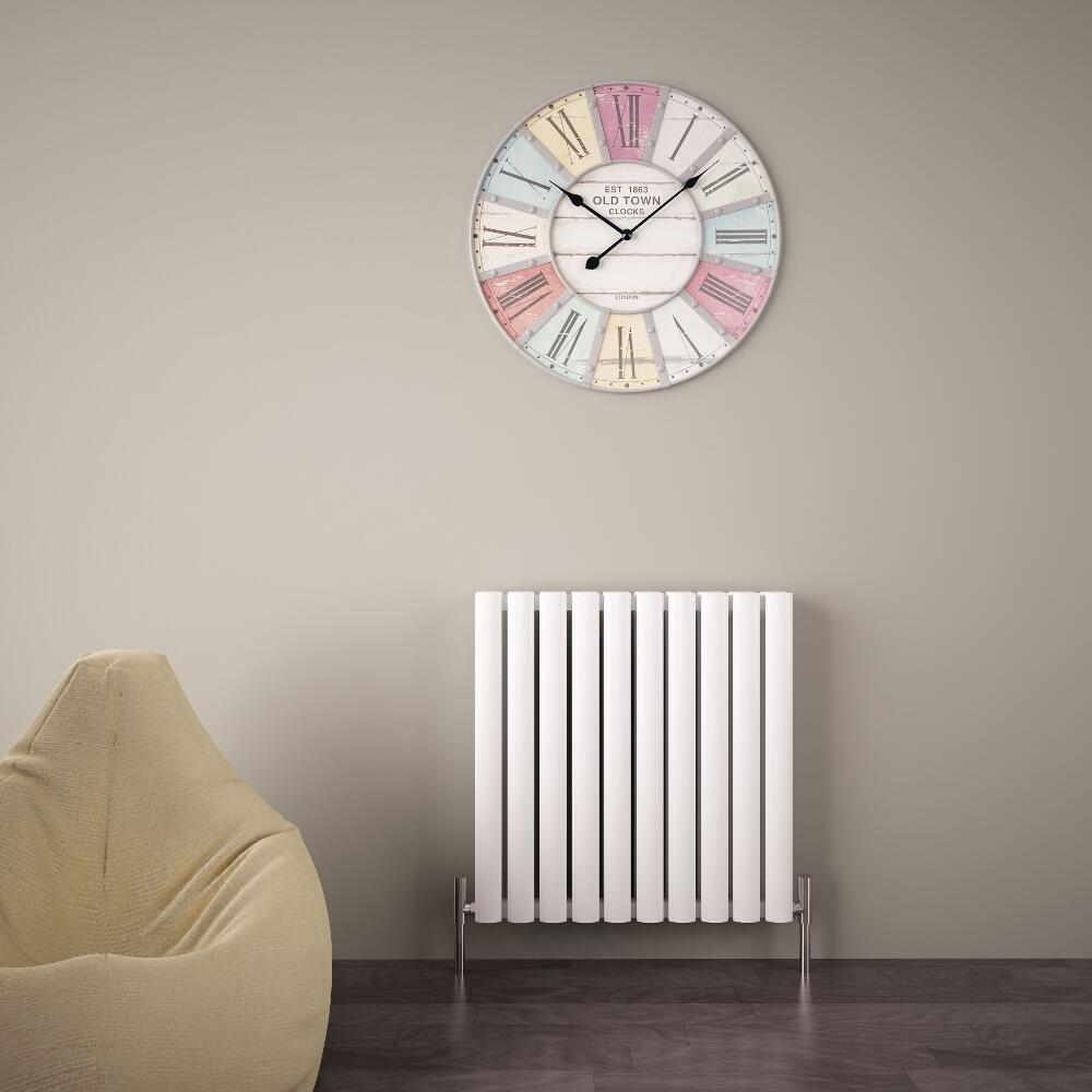 Design Heizkörper Aluminium Doppellagig Horizontal Weiß 600mm x 590mm 1149W - Revive Air