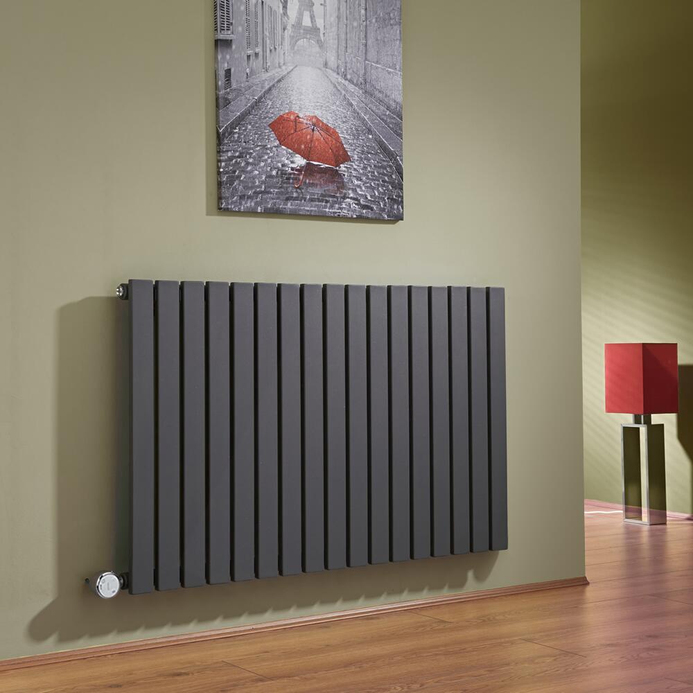 Design Heizkörper Elektrisch Horizontal Einlagig Anthrazit 635mm x 1000mm inkl. 1x 1200W Heizelemente - Sloane