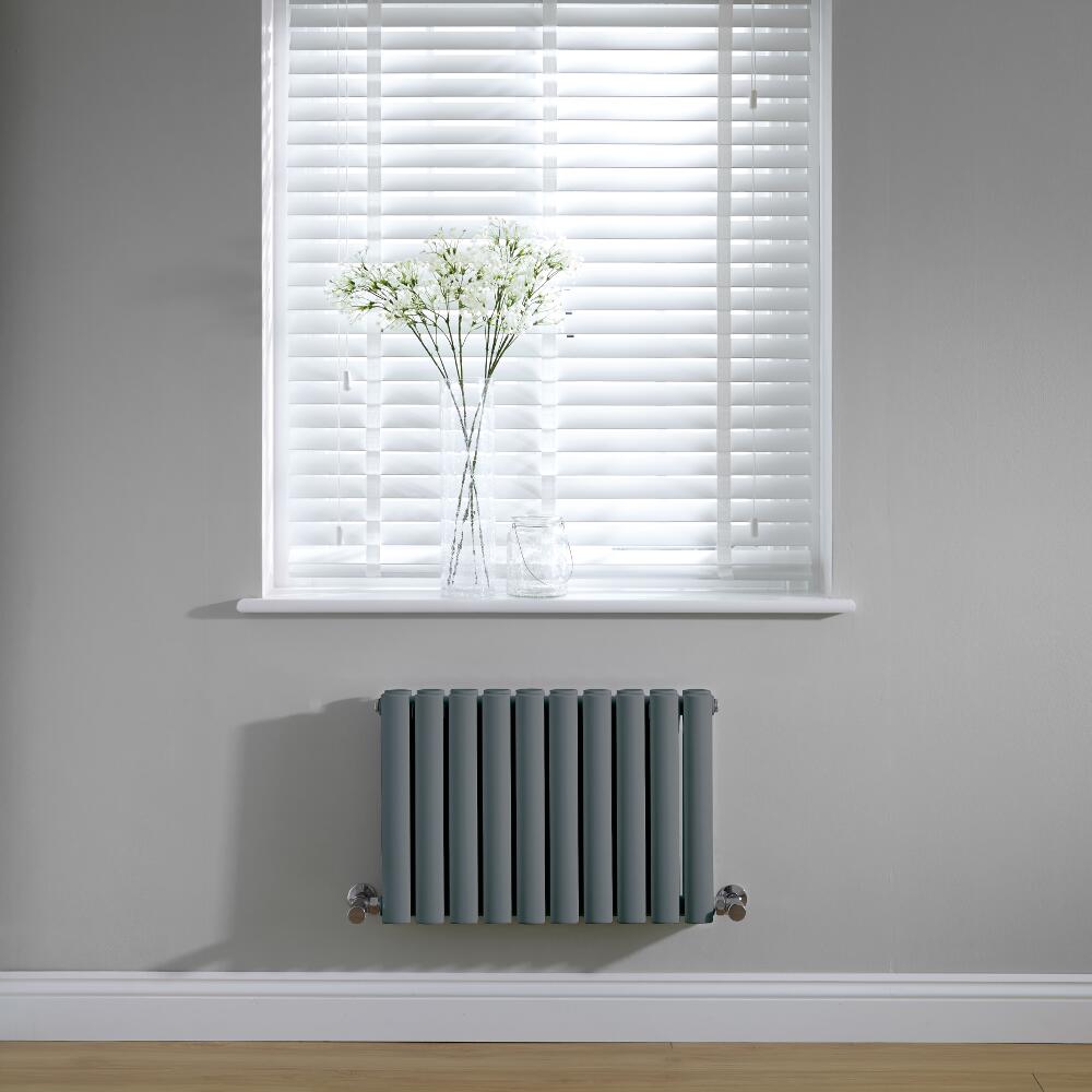 Design Heizkörper Doppellagig Horizontal Anthrazit 400mm x 595mm 619W - Revive