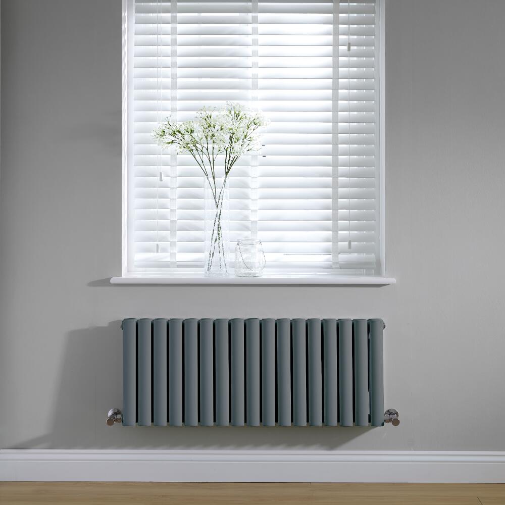 Design Heizkörper Doppellagig Horizontal Anthrazit 400mm x 1000mm 1052W - Revive