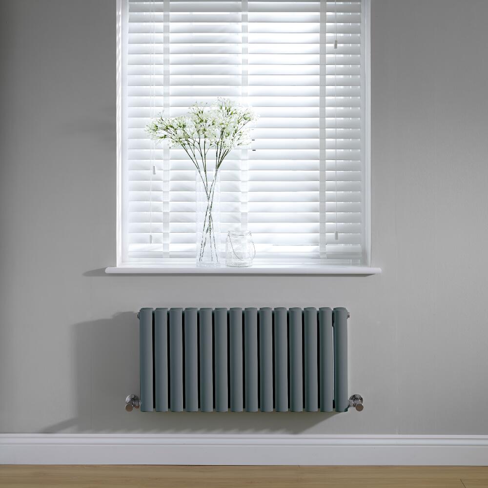 Design Heizkörper Doppellagig Horizontal Anthrazit 400mm x 834mm 866W - Revive