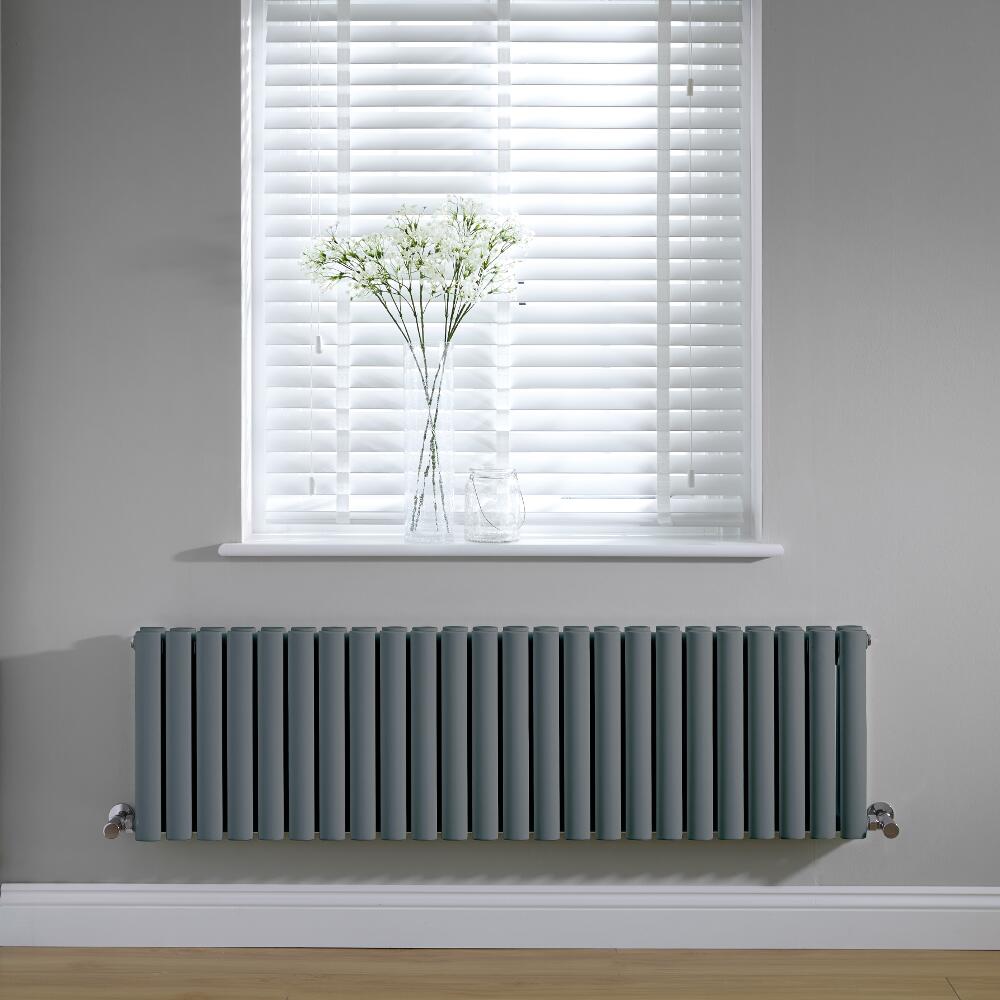 Design Heizkörper Doppellagig Horizontal Anthrazit 400mm x 1411mm 1485W - Revive