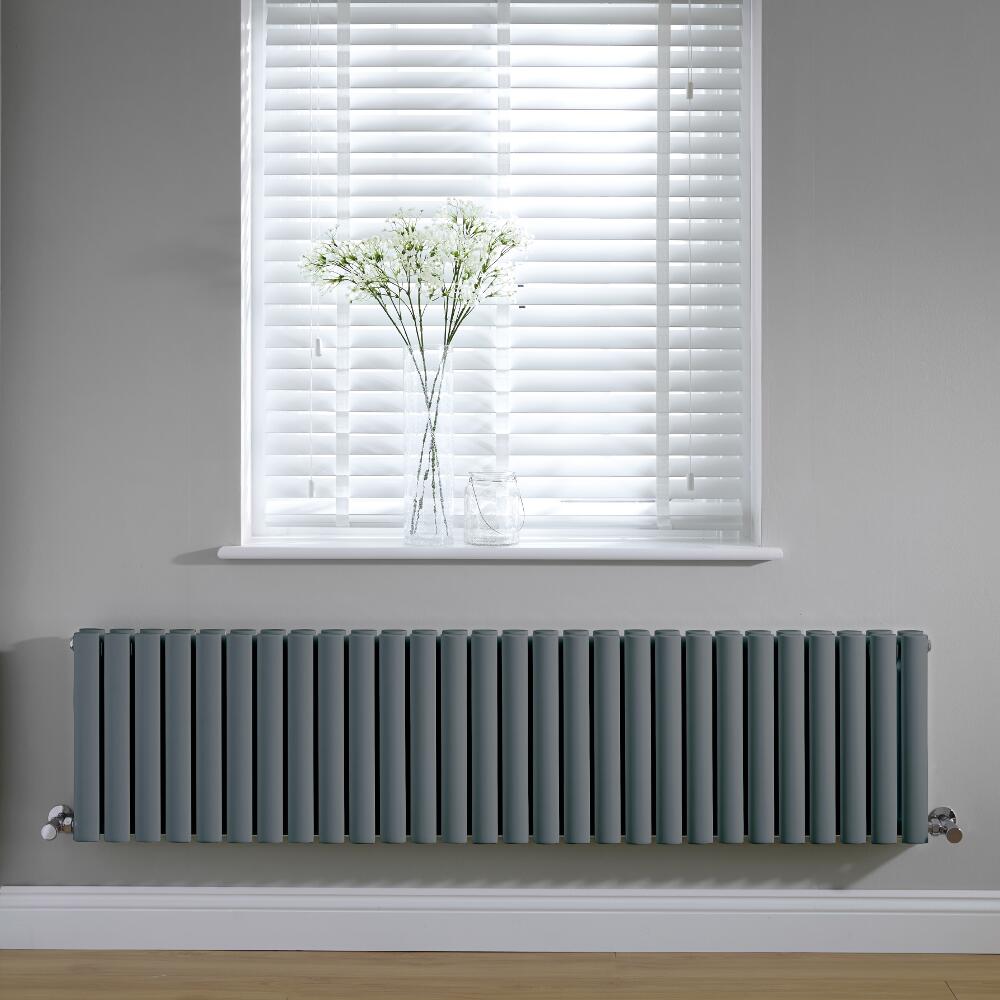 Design Heizkörper Doppellagig Horizontal Anthrazit 400mm x 1647mm 1733W - Revive