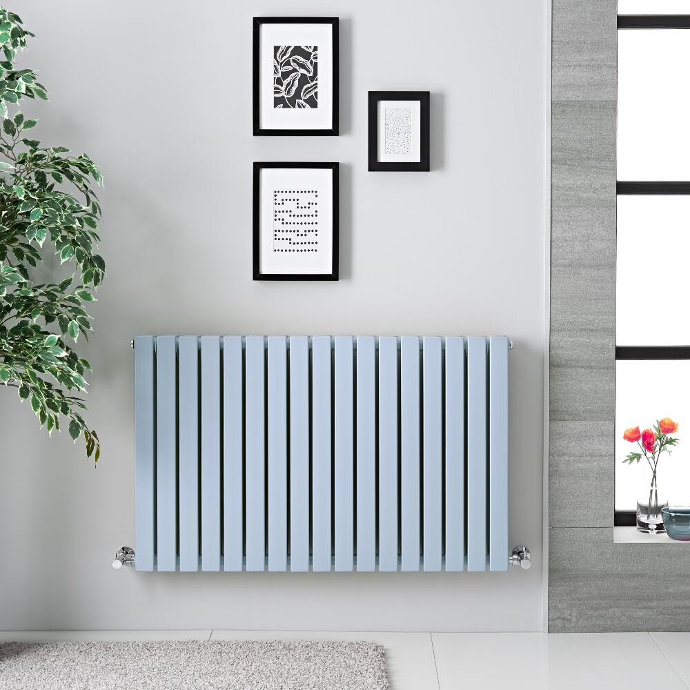 Design Heizkörper Horizontal Pastell Blau 1587Watt 635mm x 1000mm Doppellagig - Sloane