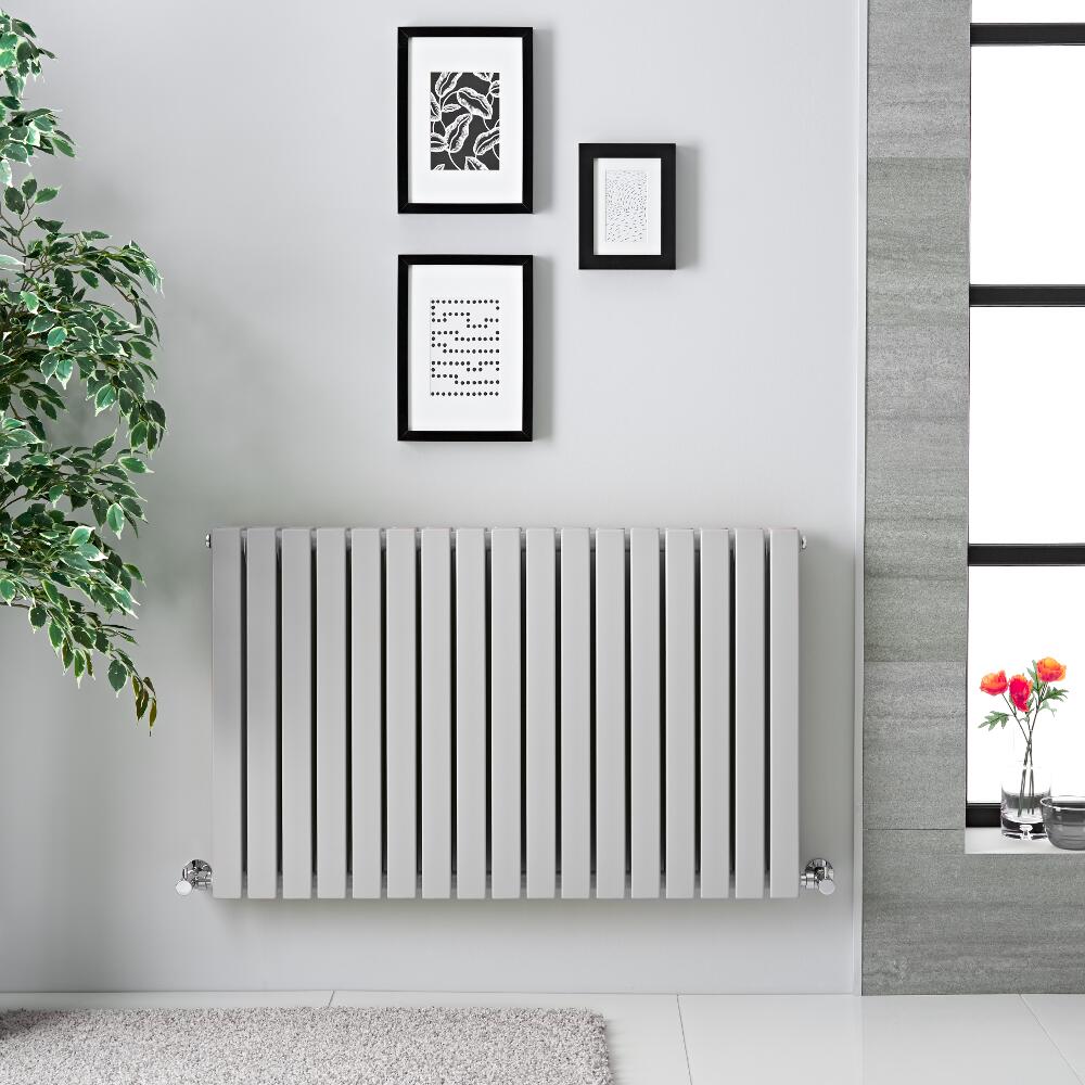 Design Heizkörper Horizontal Doppellagig Hellgrau 635mm x 1000mm 1022W - Sloane