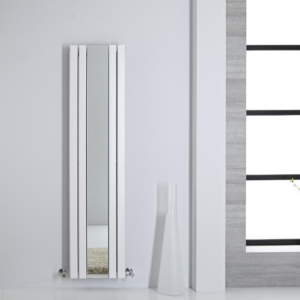 Design Heizkörper mit Spiegel Doppellagig Vertikal Weiß 1600mm x 385mm 1212W - Sloane
