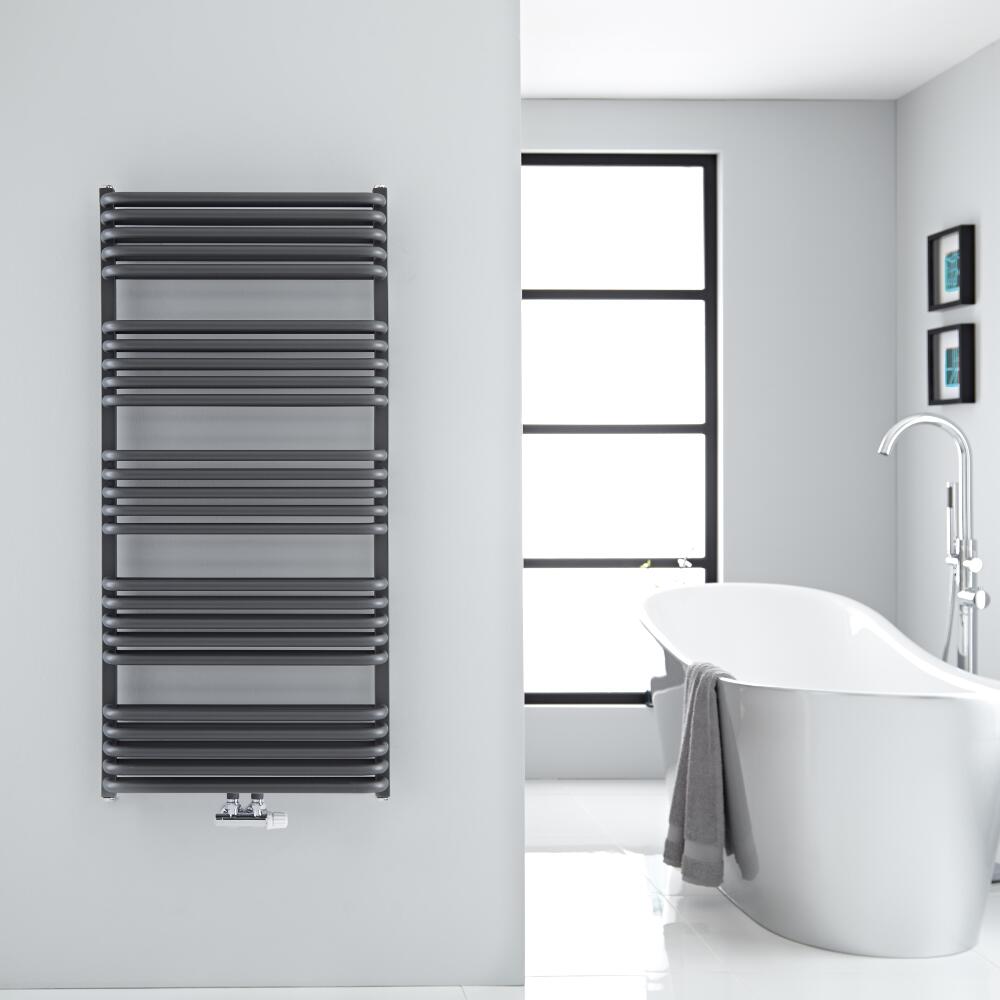Handtuchheizkörper Vertikal Mittelanschluss Anthrazit 1269mm x 600mm 1338W - Arch