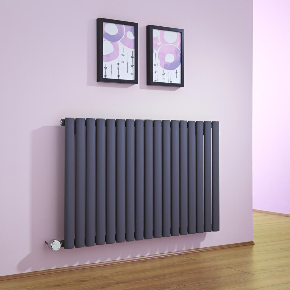 Design Heizkörper Elektrisch Horizontal Einlagig Anthrazit 635mm x 1000mm inkl. ein 1000W Heizelement - Revive