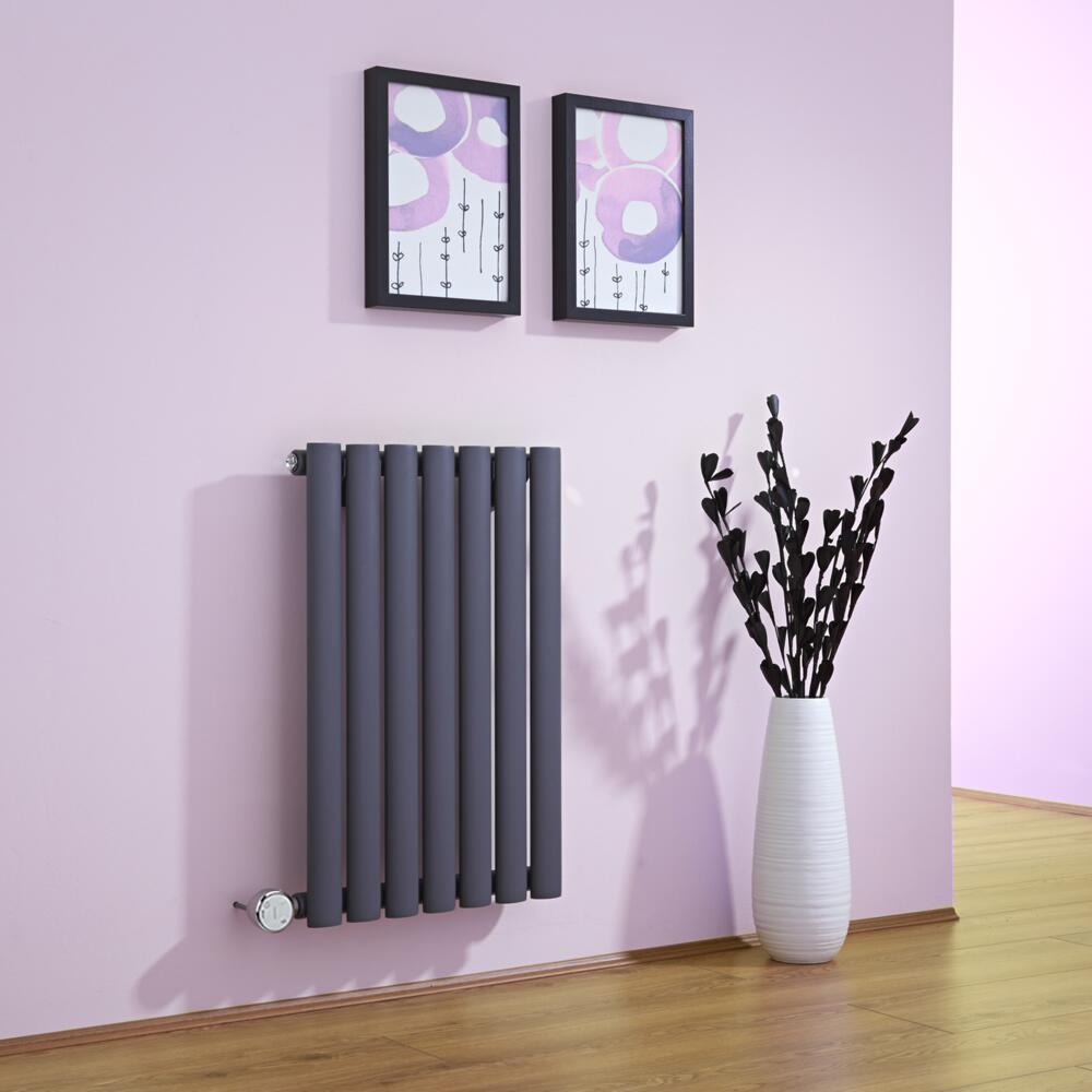 Design Heizkörper Elektrisch Horizontal Einlagig Anthrazit 635mm x 415mm inkl. ein 400W Heizelement - Revive
