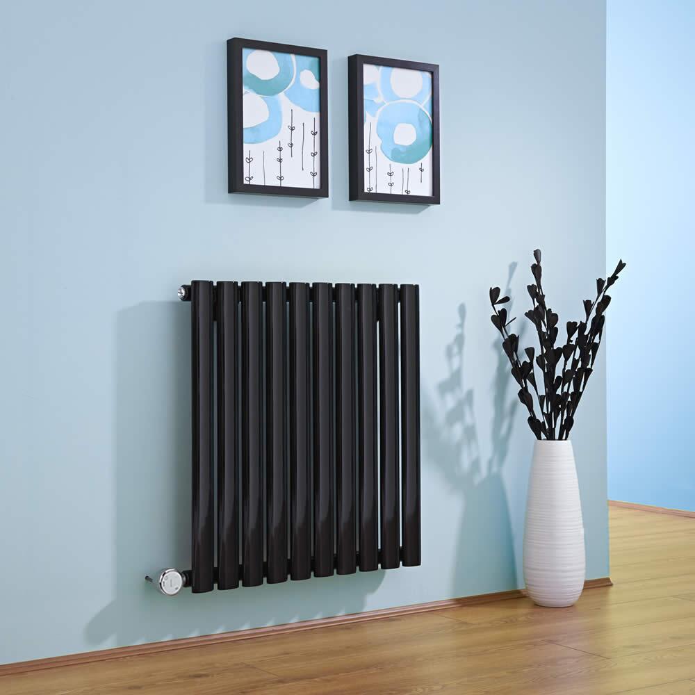 Design Heizkörper Elektrisch Horizontal Einlagig Schwarz 635mm x 595mm inkl. ein 600W Heizelement - Revive