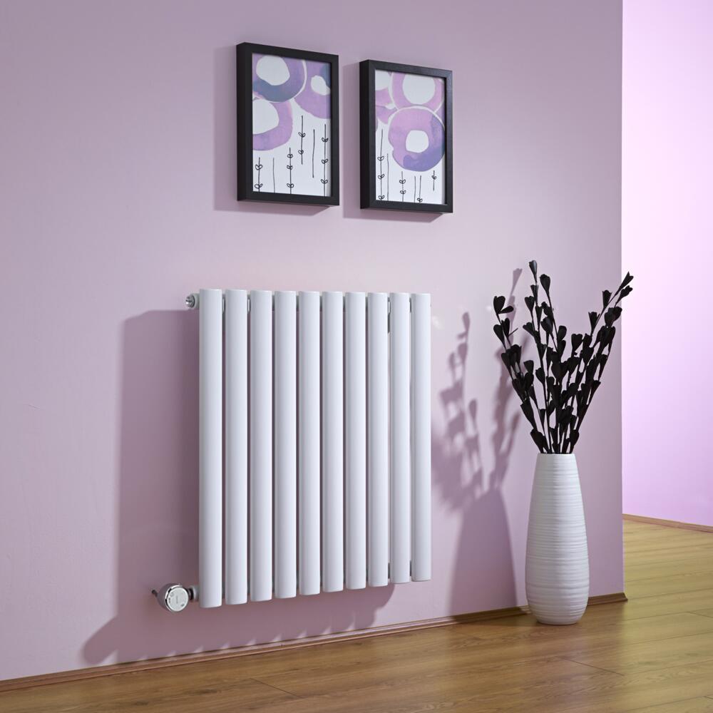 Design Heizkörper Elektrisch Horizontal Einlagig Weiß 635mm x 595mm inkl. ein 600W Heizelement - Revive
