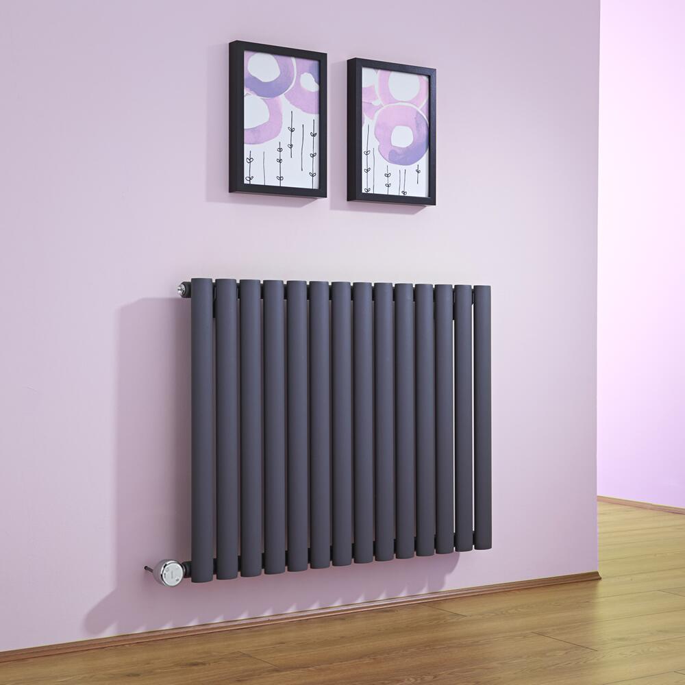 Design Heizkörper Elektrisch Horizontal Einlagig Anthrazit 635mm x 834mm inkl. ein 1000W Heizelement - Revive
