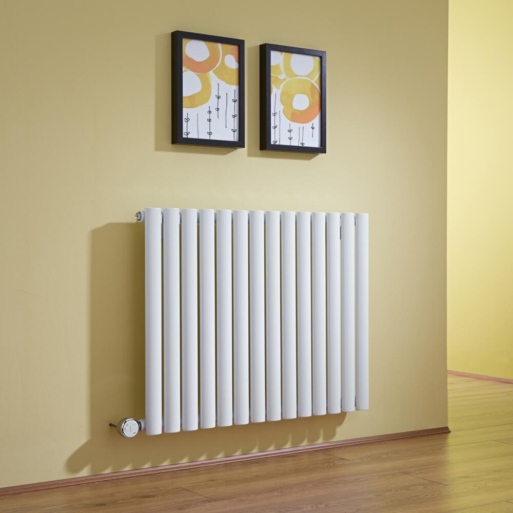 Design Heizkörper Elektrisch Horizontal Einlagig Weiß 635mm x 834mm inkl. ein 1000W Heizelement - Revive