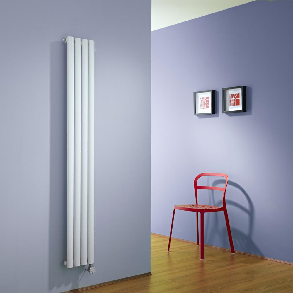 Design Heizkörper Elektrisch Vertikal Einlagig Weiß 1600mm x 236mm inkl. ein 600W Heizelement - Revive