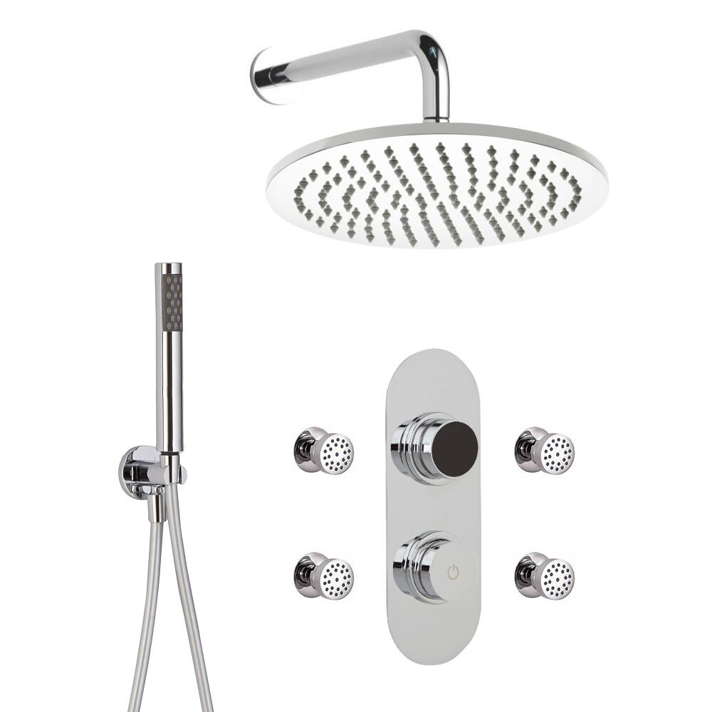 Digitale Dusche für drei Funktionen, inkl. rundem Duschkopf zur Wandmontage und Körperdüsen