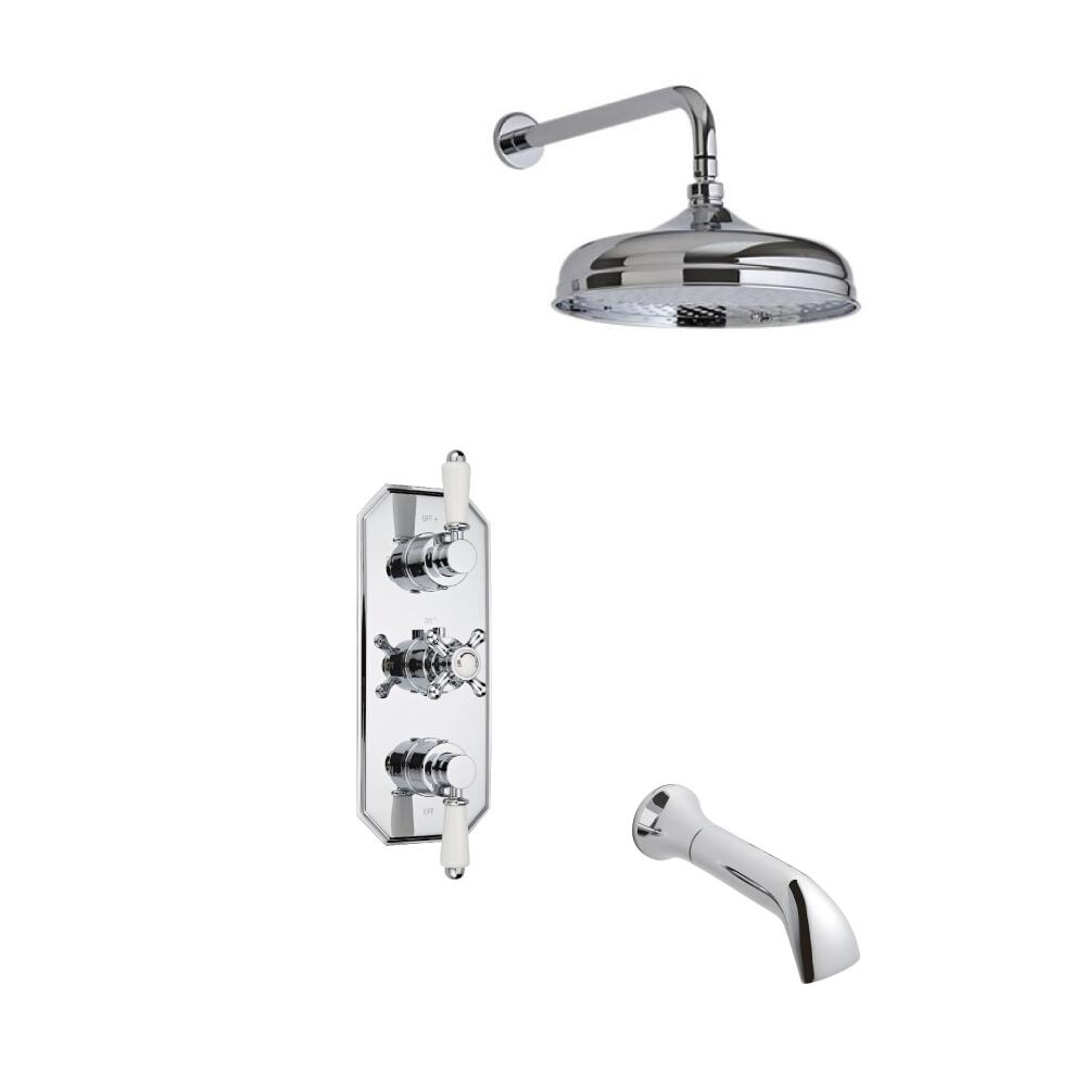 Triple Unterputzarmatur Nostalgie inkl. Wanneneinlauf & 150mm Duschkopf - Victoria
