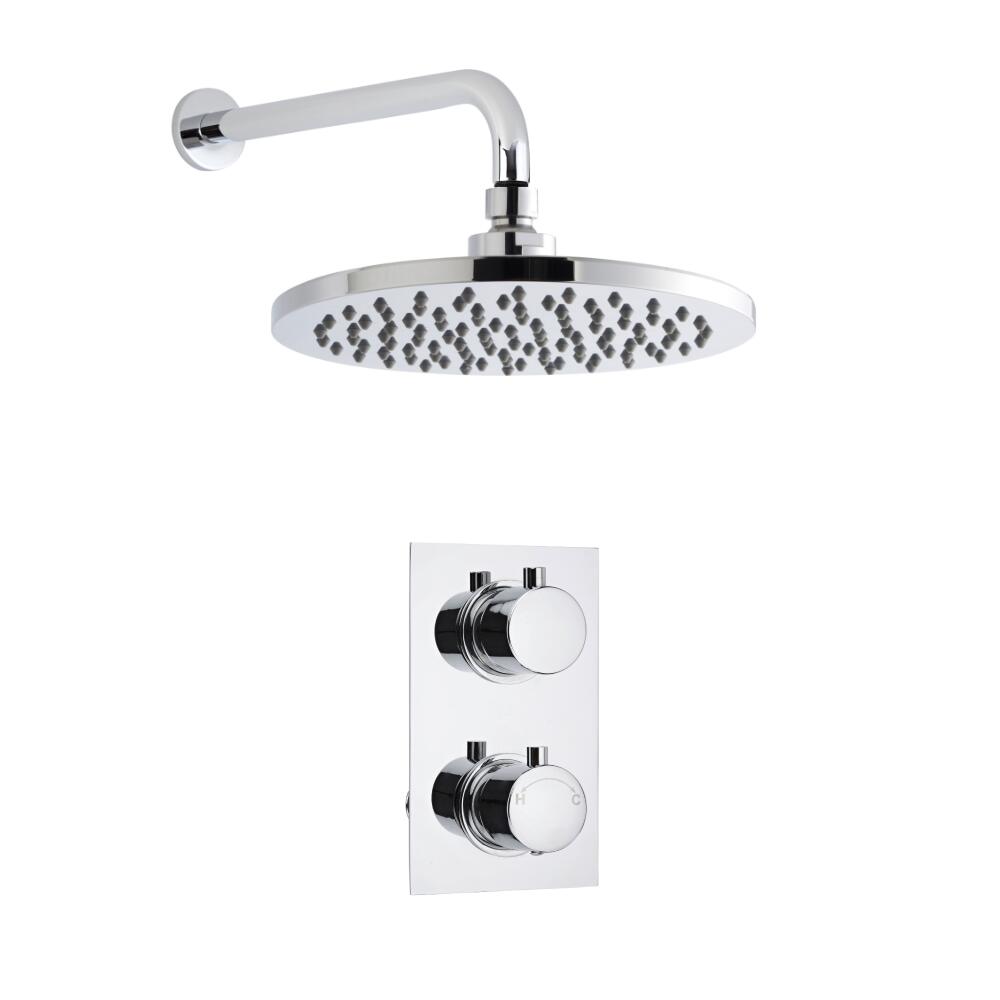 Moderne Twin Armatur runde Griffe Unterputz mit Duschkopf Wandmontage