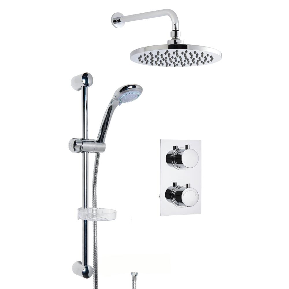 Moderne Twin Armatur mit Funktionswechsler inkl. Duschstange & Duschkopf Wandmontage