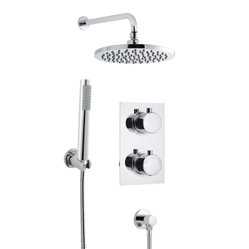 Moderne Twin Armatur mit Funktionswechsler inkl. Handbrause & Duschkopf Wandmontage