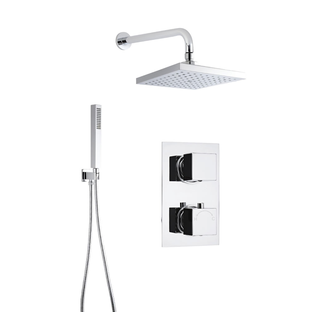 Moderne Twin Armatur mit Funktionswechsler inkl. Handbrause & ABS Duschkopf Wandmontage