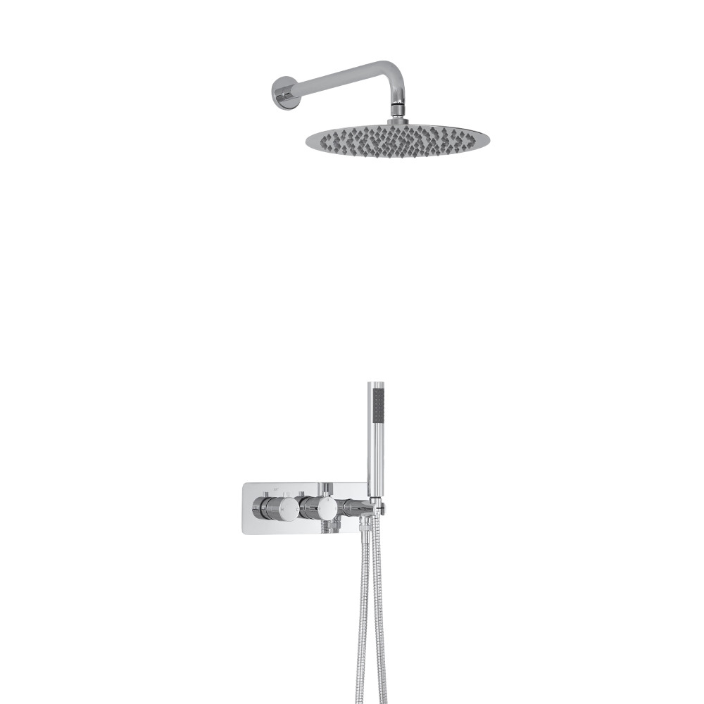 Twin Duscharmatur Unterputz Rund mit Handbrause & 300mm Duschkopf Wandmontage - Mirage