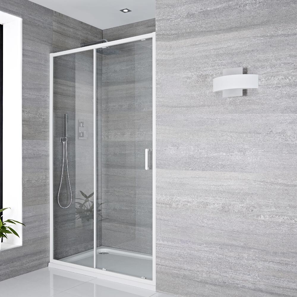 Schiebetür Dusche 1600mm Weiß - Lux