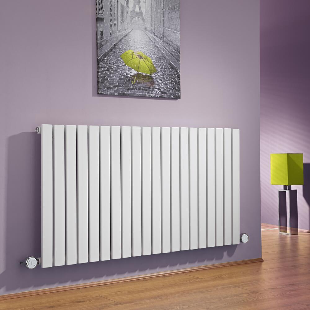 Design Heizkörper Elektrisch Horizontal Einlagig Weiß 635mm x 1180mm inkl. 2x 600W Heizelemente - Sloane