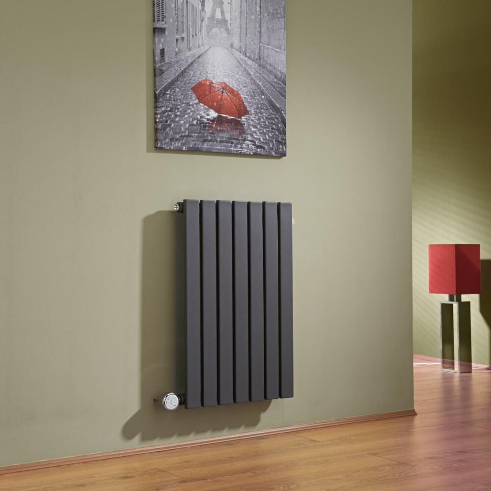 Design Heizkörper Elektrisch Horizontal Einlagig Anthrazit 635mm x 420mm inkl. ein 400W Heizelement - Sloane