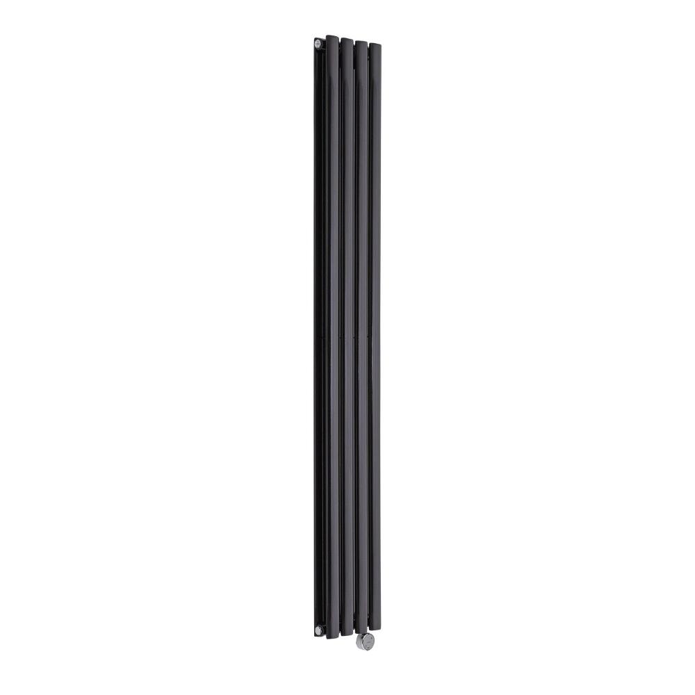 Design Heizkörper Elektrisch Vertikal Doppellagig Schwarz 1780mm x 236mm inkl. 1x 1200W Heizelemente - Revive