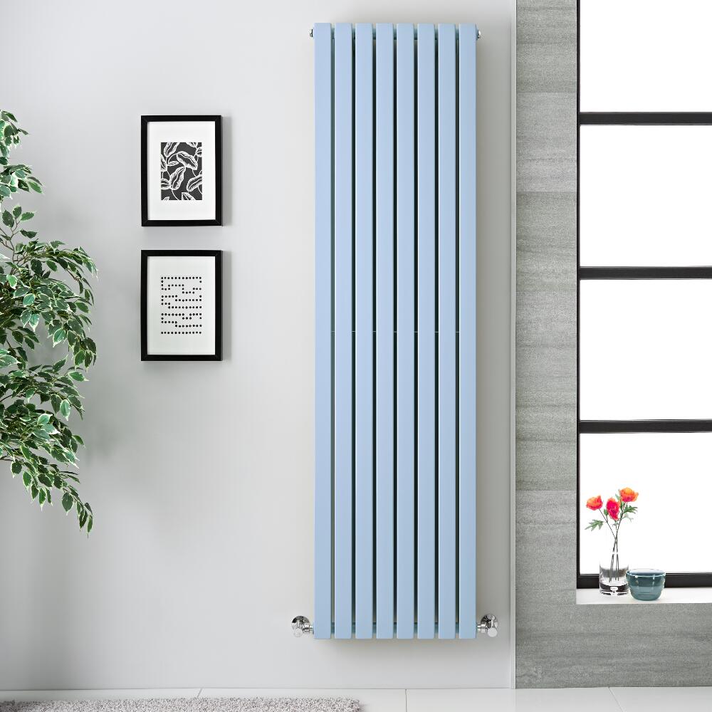 Design Heizkörper Vertikal Pastell Blau 1931Watt 1780mm x 472mm Doppellagig - Sloane