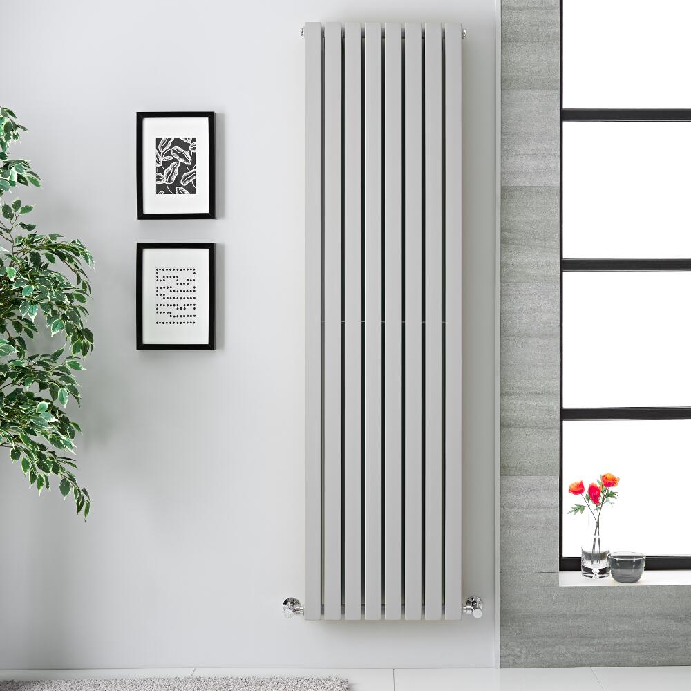 Design Heizkörper Vertikal Hellgrau 1931Watt 1780mm x 472mm Doppellagig - Sloane