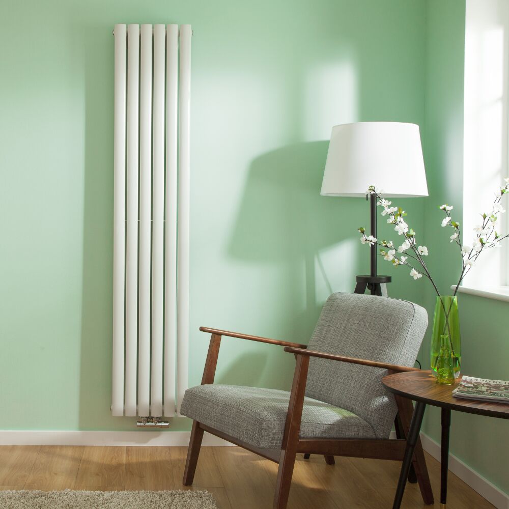 Design Heizkörper Mittelanschluss Weiß Vertikal 1780mm x 354mm 2-lagig - Revive Caldae