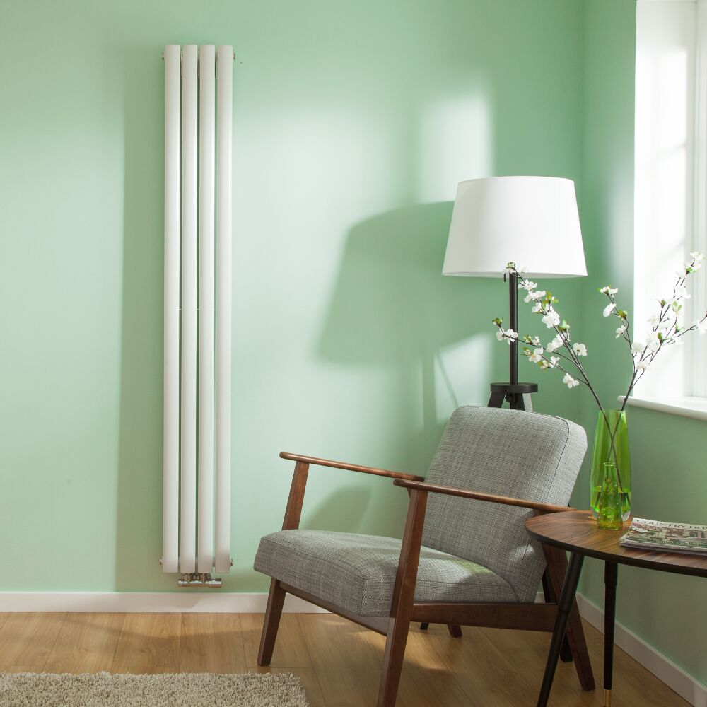Design Heizkörper Vertikal Doppellagig Mittelanschluss Weiß 1780mm x 236mm 934W - Revive Caldae