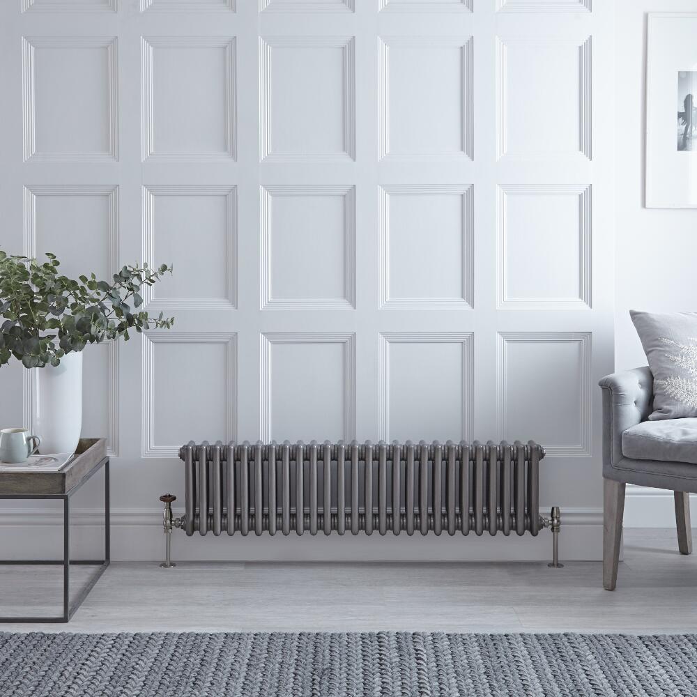 Gliederheizkörper Horizontal 3 Säulen Nostalgie Rohmetall 300mm x 1193mm 1058W - Regent