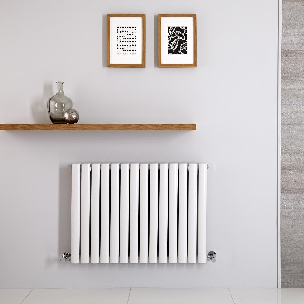 Design Heizkörper Horizontal Doppellagig Weiß 600mm x 834mm 1096W - Revive