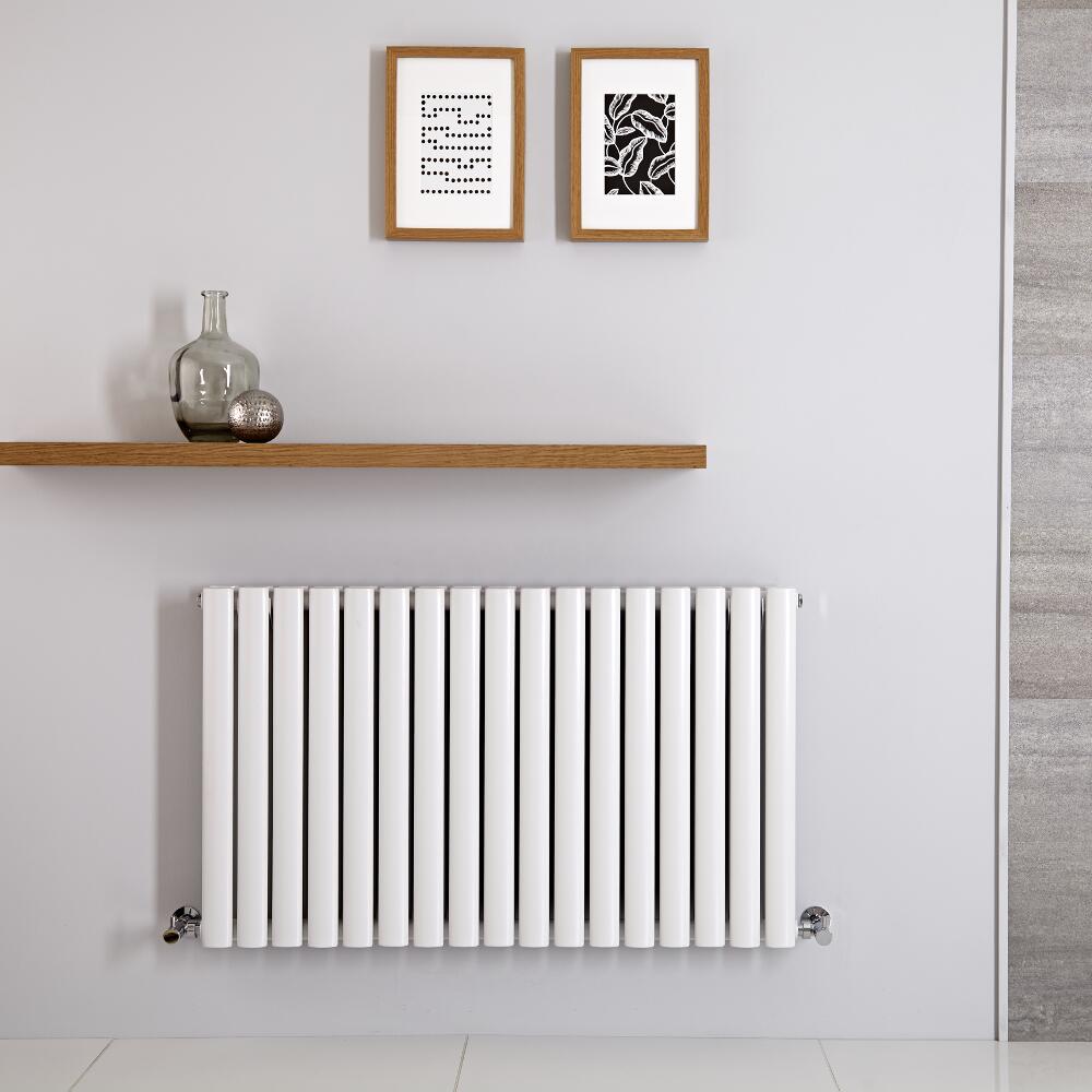 Design Heizkörper Horizontal Doppellagig Weiß 600mm x 1000mm 1331W - Revive