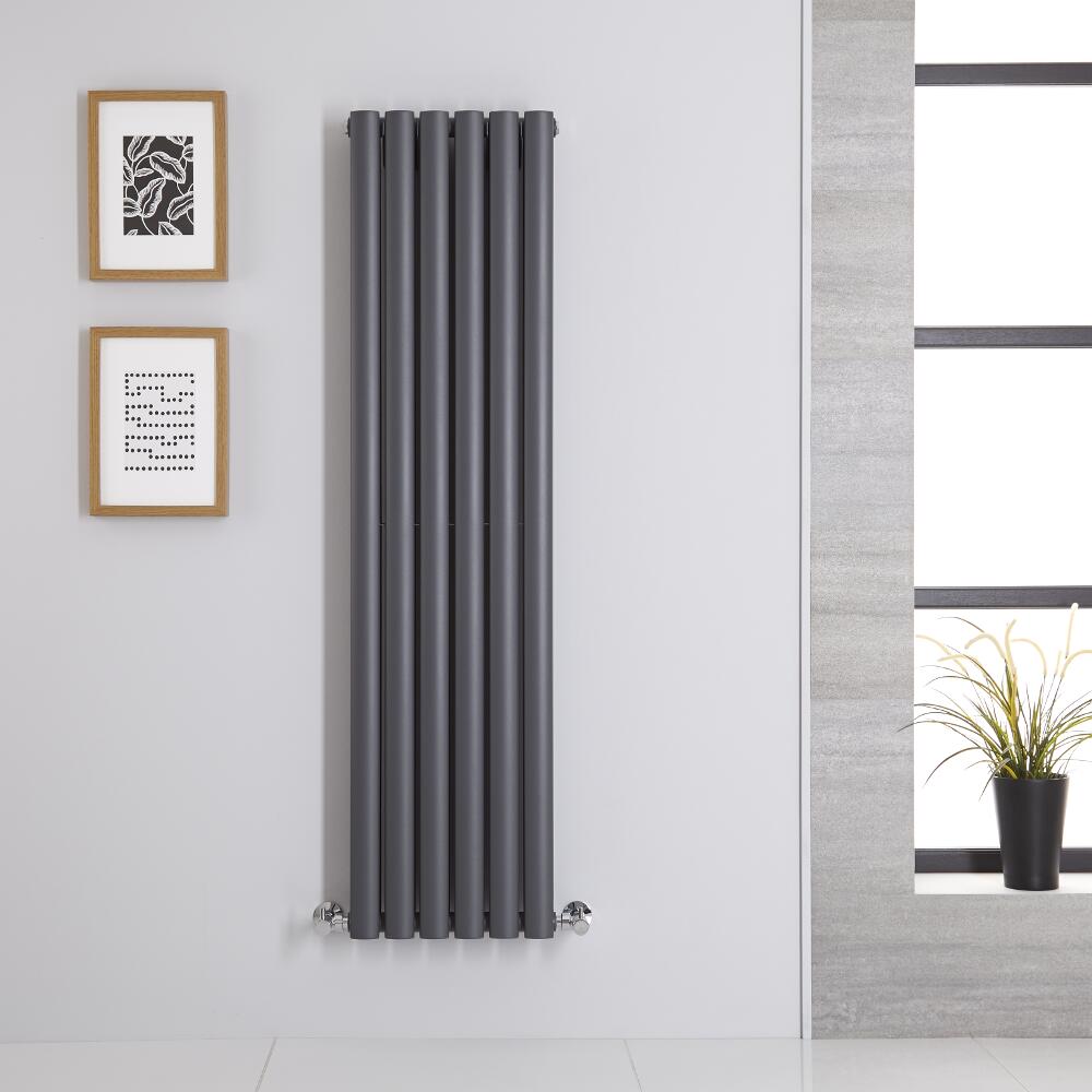 Design Heizkörper Vertikal Doppellagig Anthrazit 1400mm x 354mm 1044W - Revive