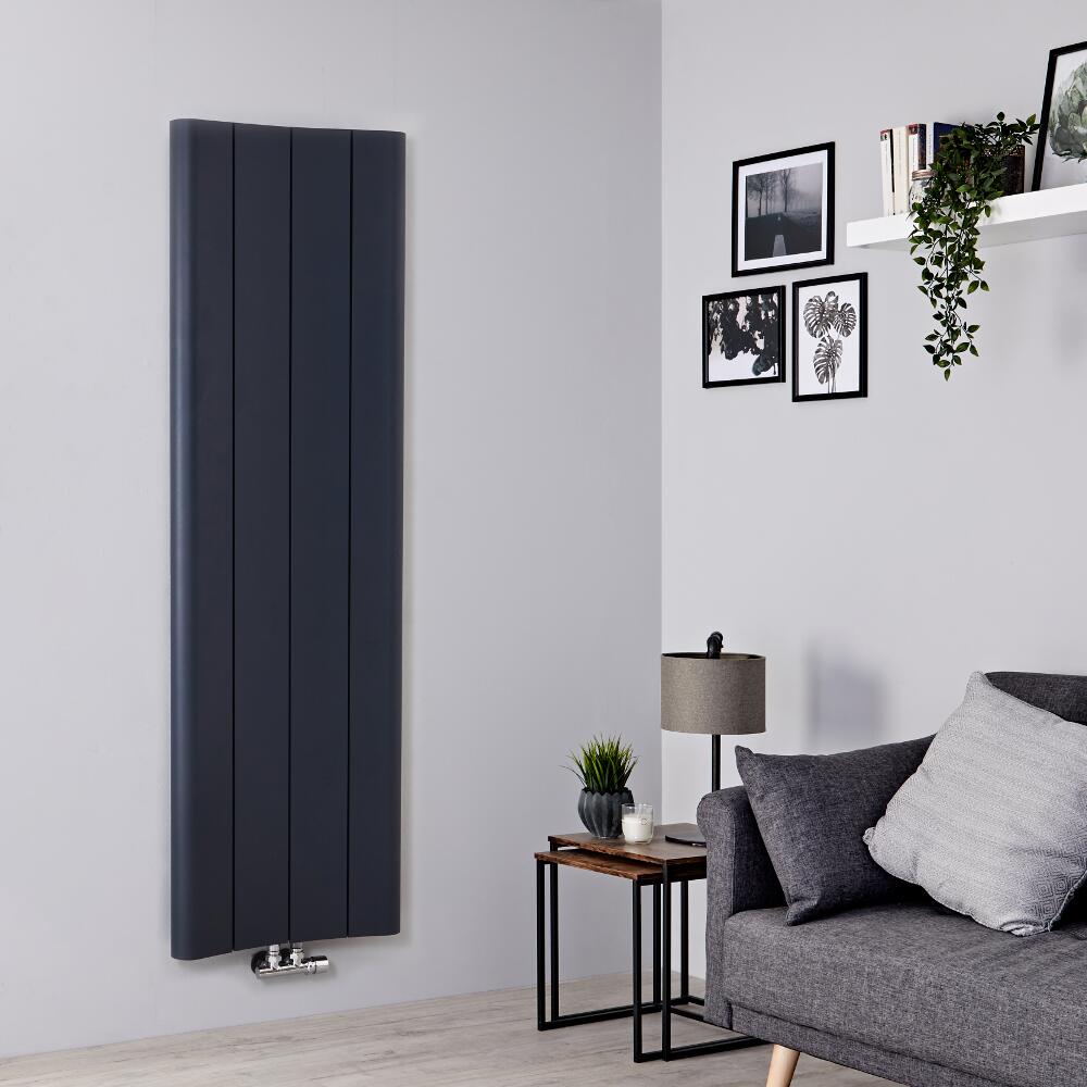 Designer Heizkörper Anthrazit Vertikal 1600mm x 495mm 1068W Mittelanschluss - Aloa