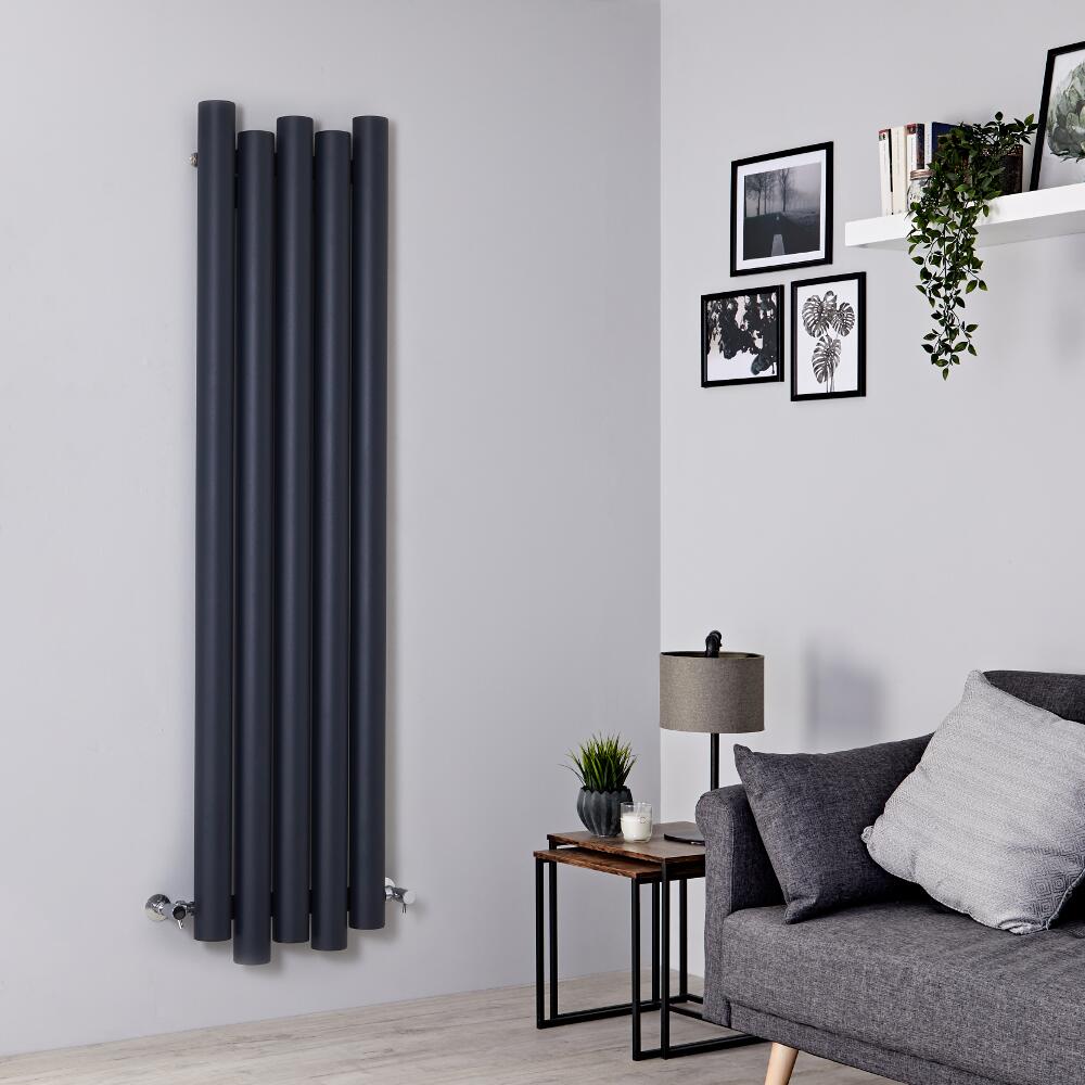 Designer Heizkörper Anthrazit Vertikal 1600mm x 390mm 1035W - Laeto