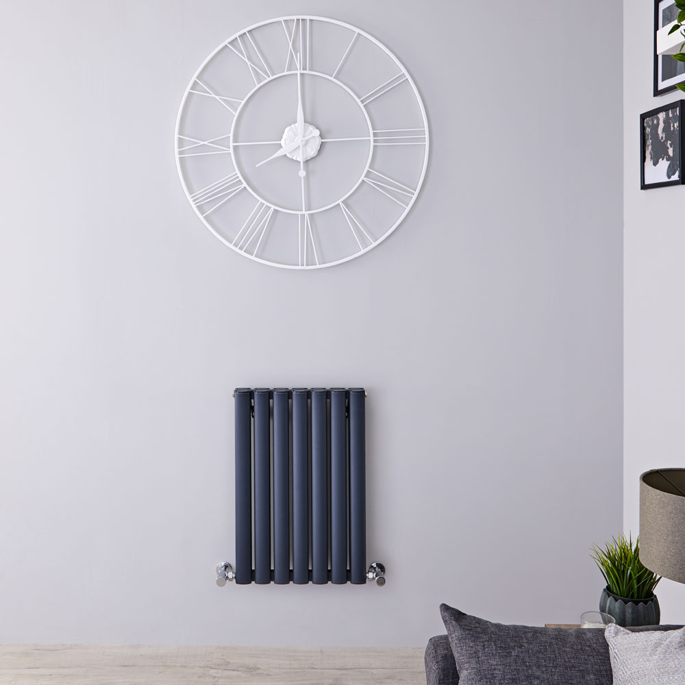 Design Heizkörper Aluminium Doppellagig Horizontal Anthrazit 600mm x 410mm 804W - Revive Air
