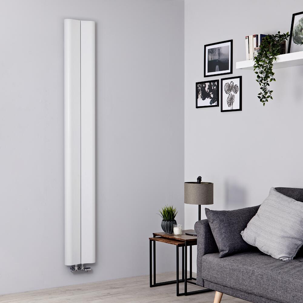 Designer Heizkörper Weiß Vertikal 1800mm x 245mm 652W Mittelanschluss - Aloa