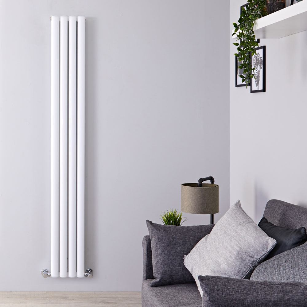Design Heizkörper Aluminium Doppellagig Vertikal Weiß 1800mm x 230mm 1002W - Revive Air