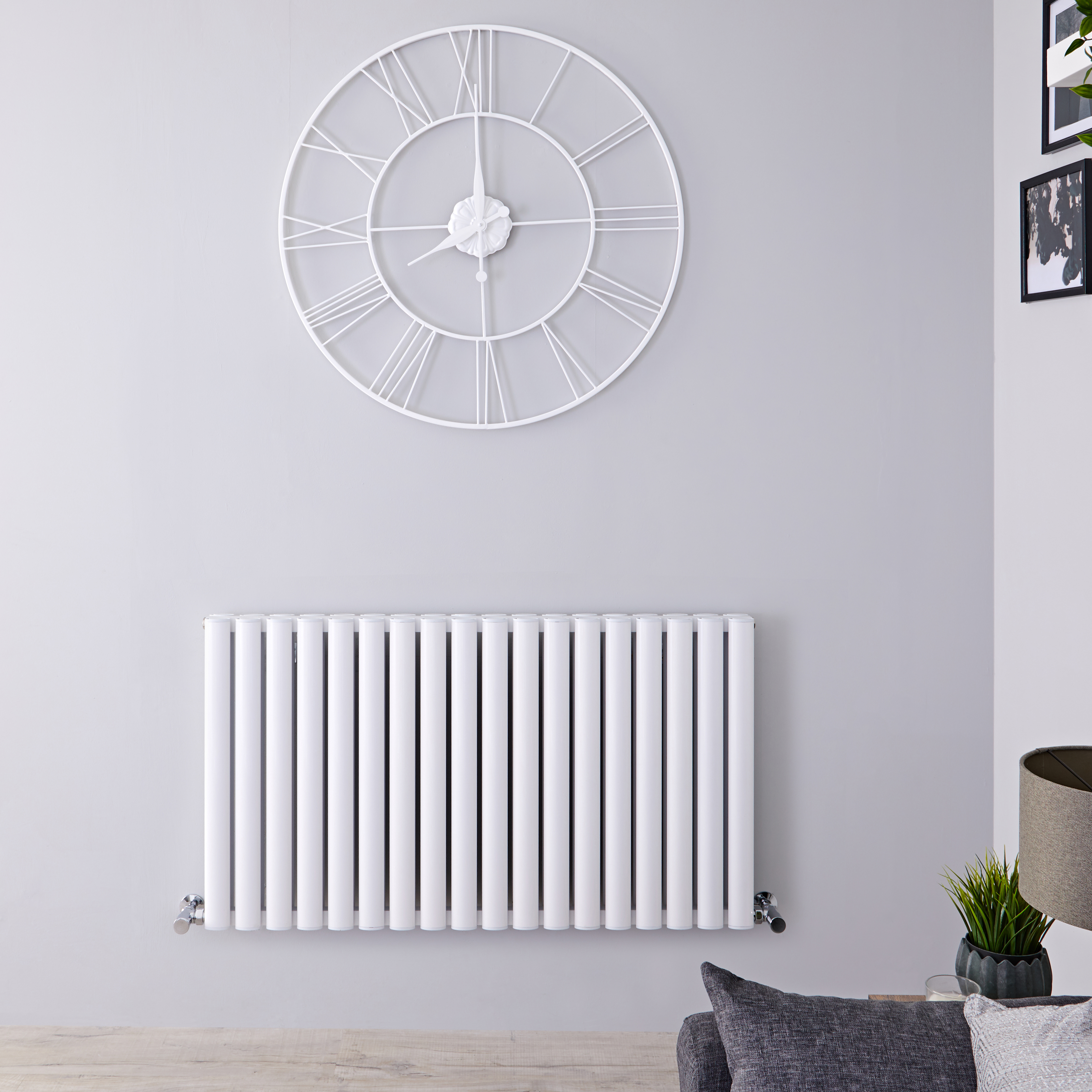 Design Heizkörper Aluminium Doppellagig Horizontal Weiß 600mm x 1070mm 2067W - Revive Air