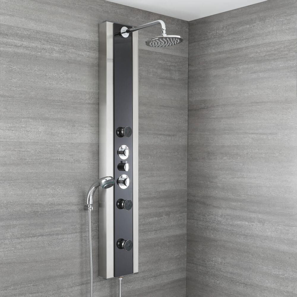 Thermostatisches Duschpaneel aus Edelstahl auch zur Eckmontage - Jazz